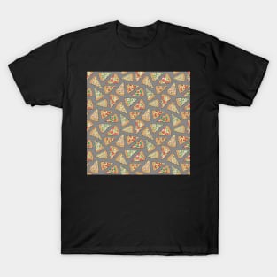 Pizza Fast Junk Food on Grey T-Shirt